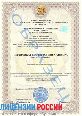 Образец сертификата соответствия аудитора №ST.RU.EXP.00006191-1 Лиски Сертификат ISO 50001